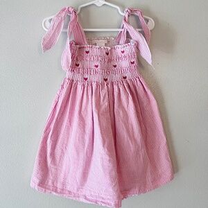 Janie and Jack Baby Girl Dress 12-18m Pink Gingham Smocked Strawberry 12m 18m